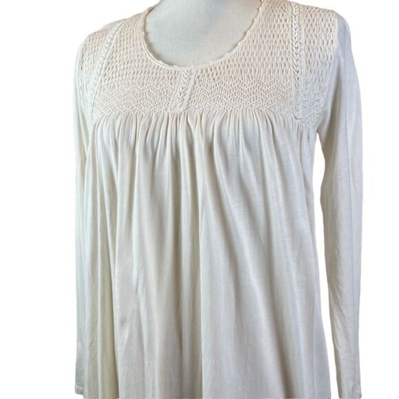 Peruvian Connection Nightgown Pima Cotton Ivory Hand Stitched Detail Medium - Picture 4 of 13